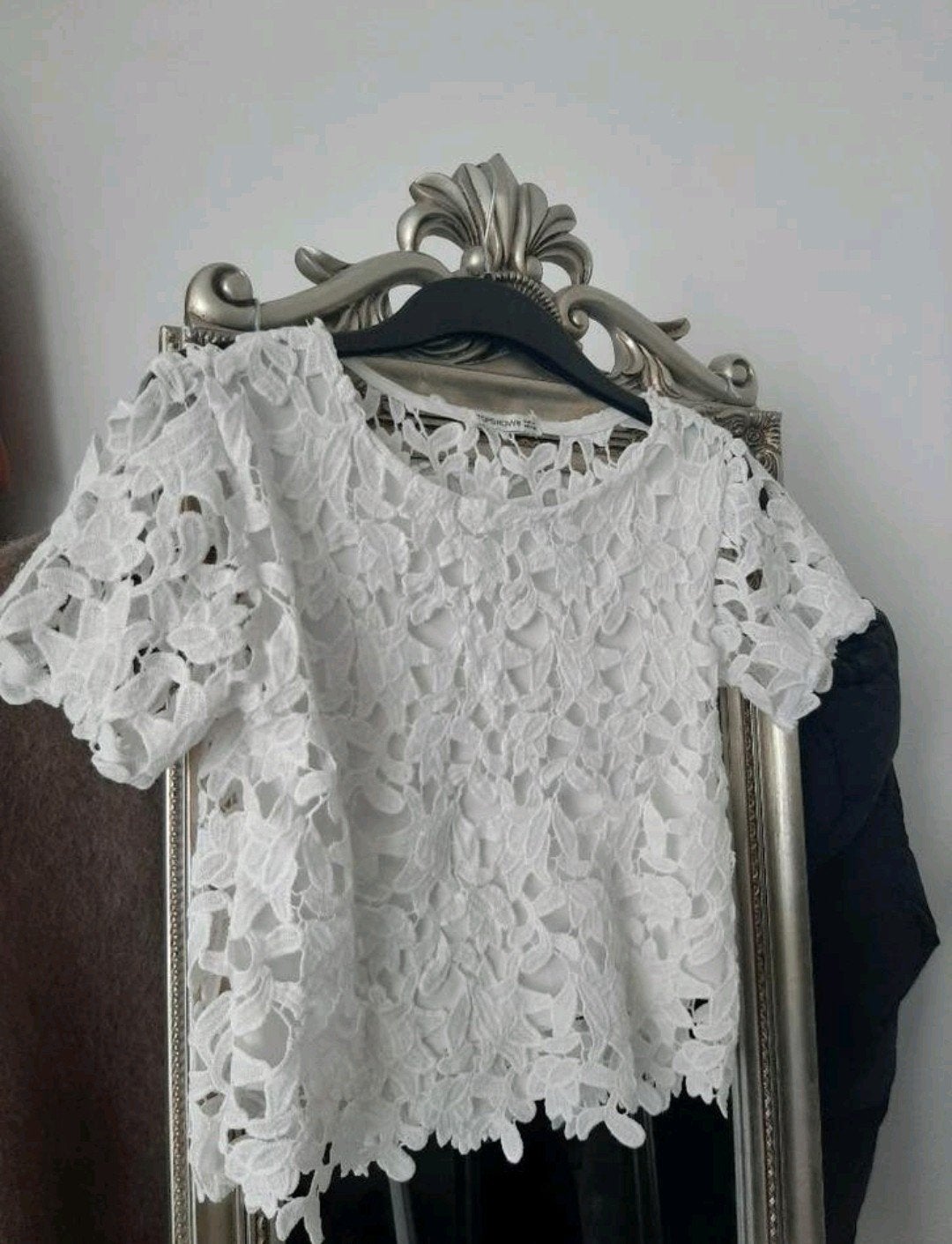 Kanten witte blouse met broderie maat 36 S, Verzenden, Gedragen, Maat 36 (S), Wit