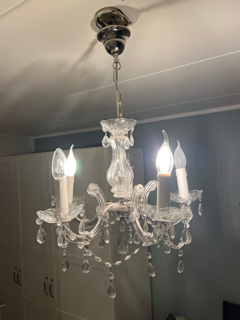 Kroonluchter lamp met kristallen, zonder lampen, Ophalen, Gebruikt, Overige materialen