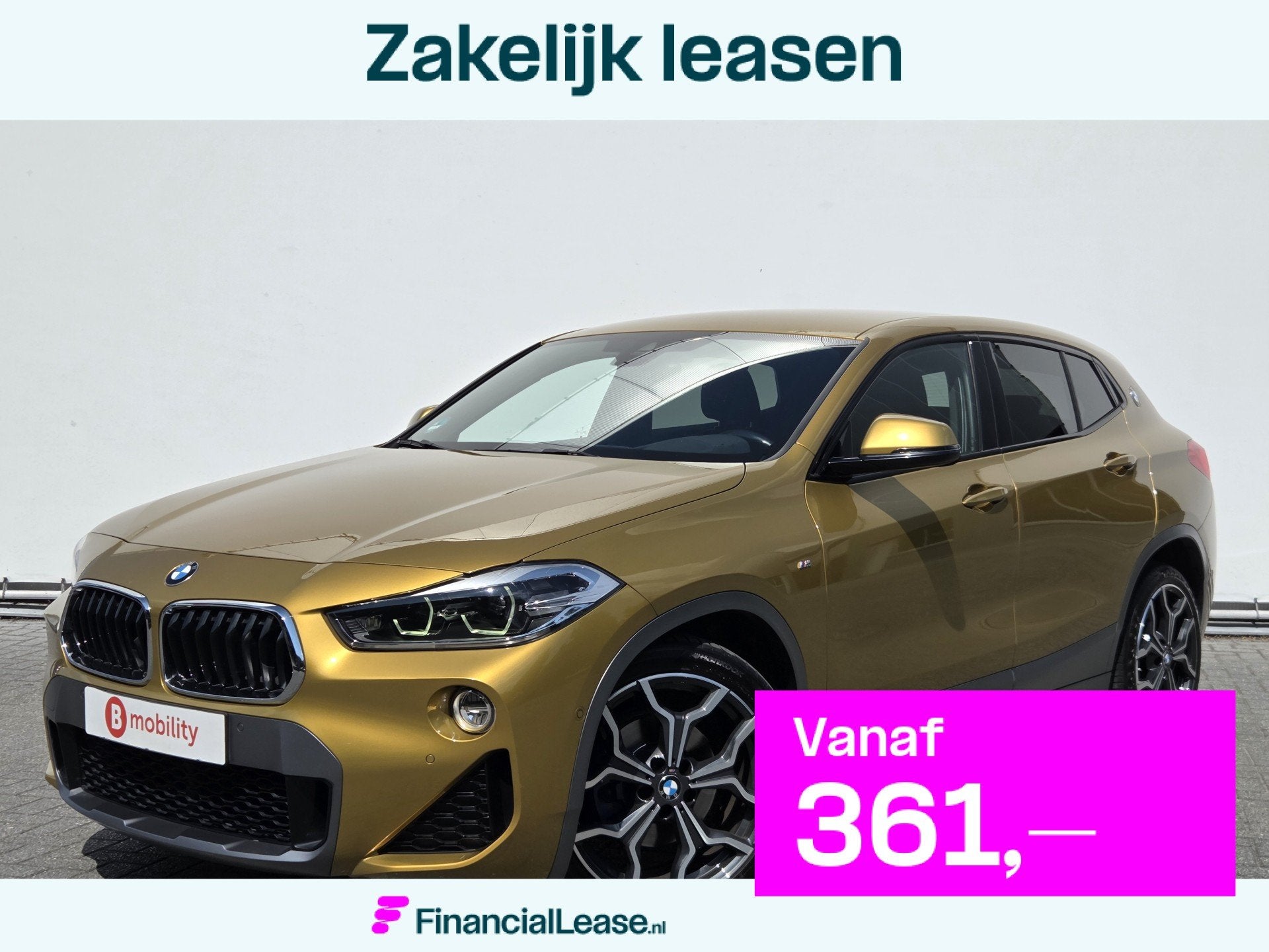 BMW X2 sDrive18i High Executive M-Sport X Achteruitrijcamera, Dealer onderhouden, Gebruikt, Leder en Stof, Geel