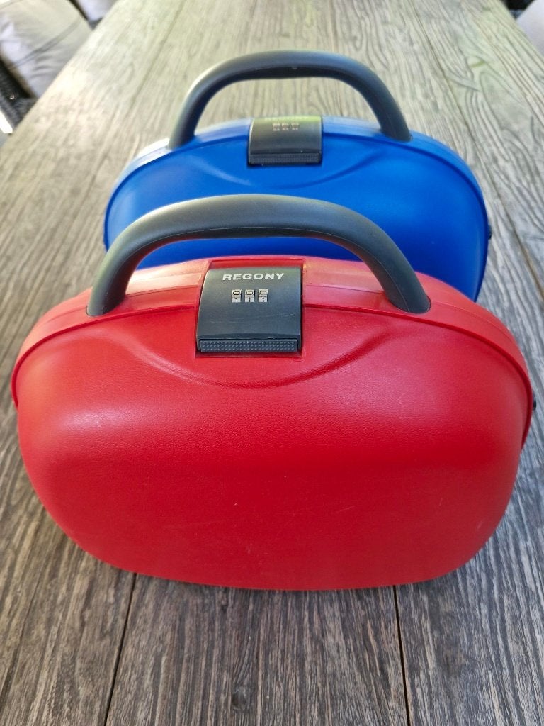 rode en blauwe Regony beauty case met make up spullen, Ophalen, Blauw, Met slot, Nieuw