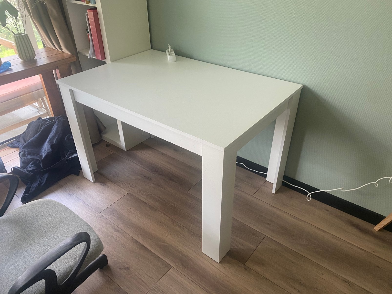 Witte tafel/bureau, Ophalen, Gebruikt, 100 tot 150 cm, 50 tot 100 cm