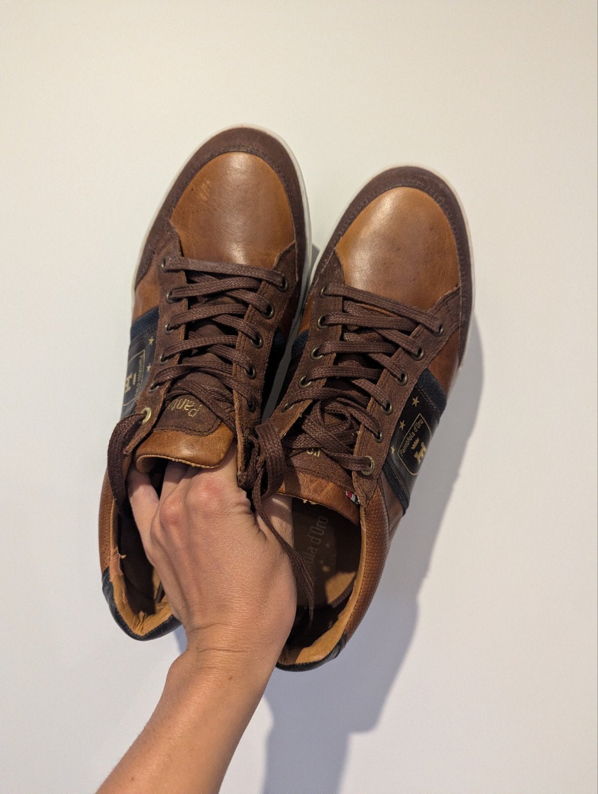 Heren sneakers cognac maat 44 pantofola d'oro, Bruin, Ophalen of Verzenden, Zo goed als nieuw, Pantofola d'Oro
