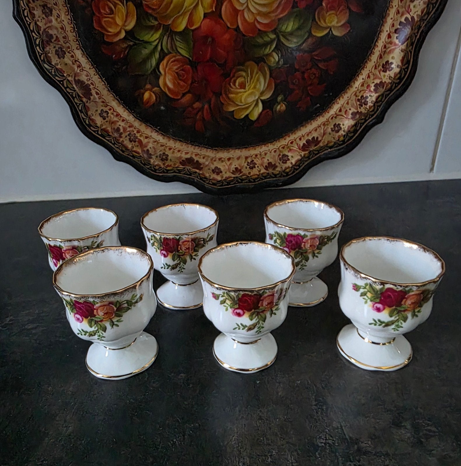 Royal Albert Old Country Roses eierdopjes 6x, Ophalen of Verzenden