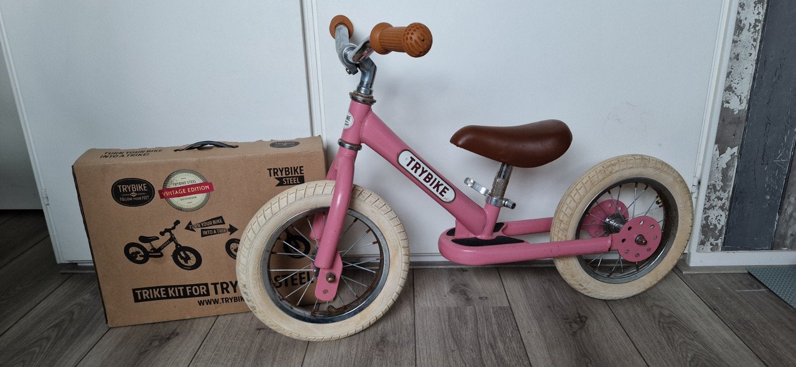 Trybike Steel Loopfiets Roze - Vintage Edition, Ophalen of Verzenden, Gebruikt, Loopfiets