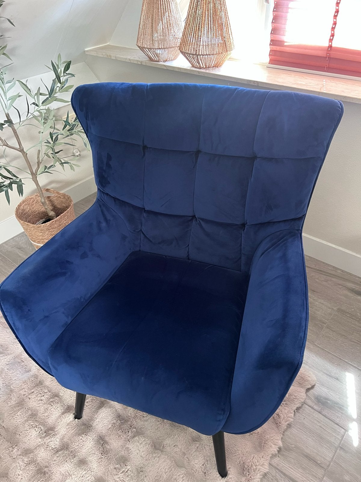 PTMD Fauteuil Kian Velvet blauw, Huis en Inrichting, Fauteuils, Ophalen, 75 tot 100 cm, Zo goed als nieuw, Stof