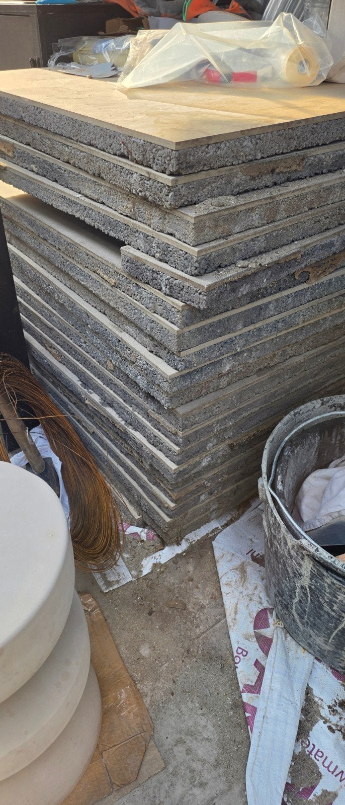 GeoCeramica beige 80x80x4 - 19 stuks, Ophalen, Gebruikt, 10 m² of meer, Beton