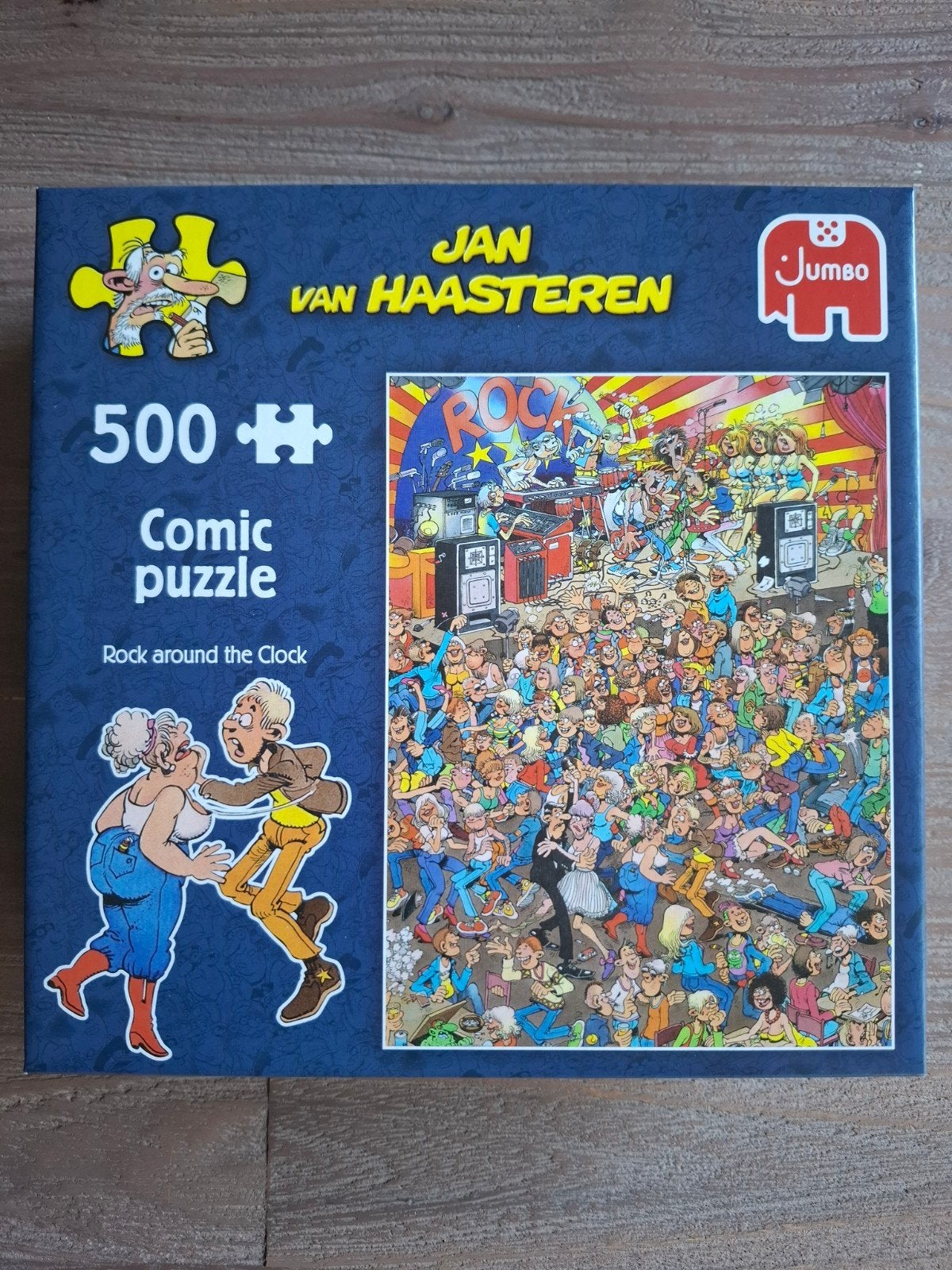 Jan van Haasteren Rock around the Clock 500 stukjes, Ophalen of Verzenden, 500 t/m 1500 stukjes, Zo goed als nieuw, Legpuzzel