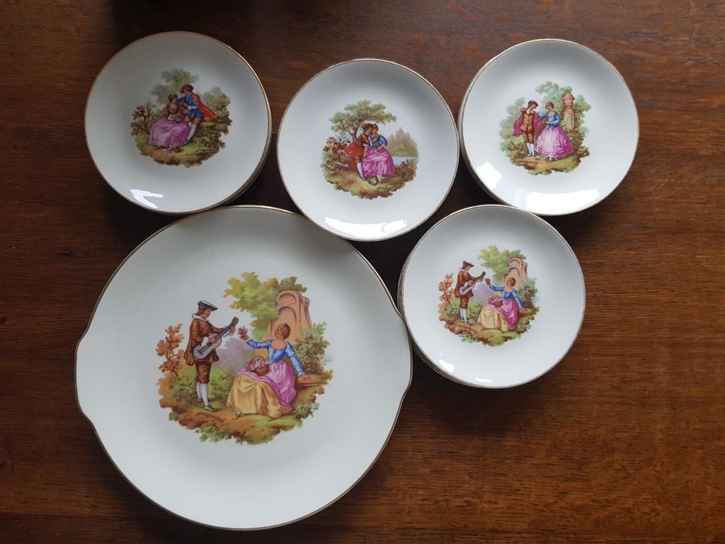 Gebakstel gebaksbordjes 12 delig Dauher servies, Ophalen of Verzenden