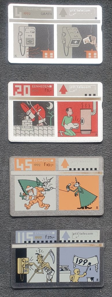 Set telefoonkaarten PTT 1992 4 stuks gebruikt, Verzamelen, Telefoonkaarten, Ophalen of Verzenden, Nederland