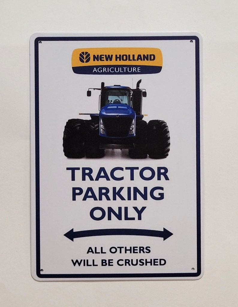 New Holland Tractor parking only reclamebord van metaal deco, Verzamelen, Merken en Reclamevoorwerpen, Reclamebord, Info@deconoord.nl