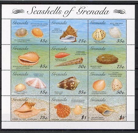Grenada- 1993- serie / vel = motief Schelpen, Ophalen of Verzenden, Postfris, Midden-Amerika