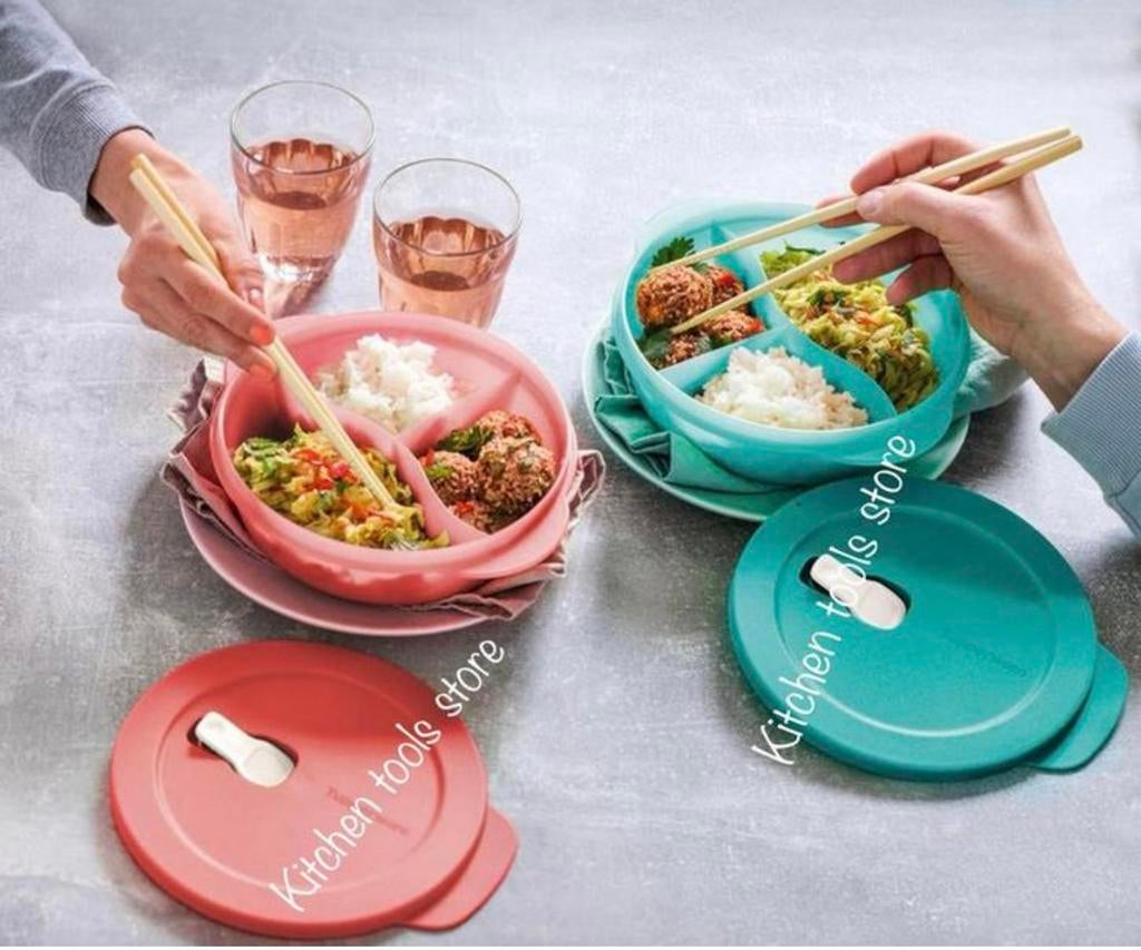 Tupperware 900ml crystalwave rond magnetronbak vakjesbord, Ophalen of Verzenden, Nieuw, Bak of Kom