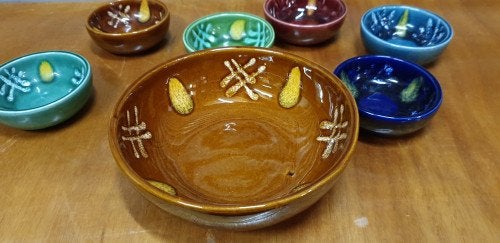 notenschaal met bakjes aardewerk, Ophalen of Verzenden, 'T Olde Gre-j, Info@toldegrej.nl, Endepoelstraat 20f Didam