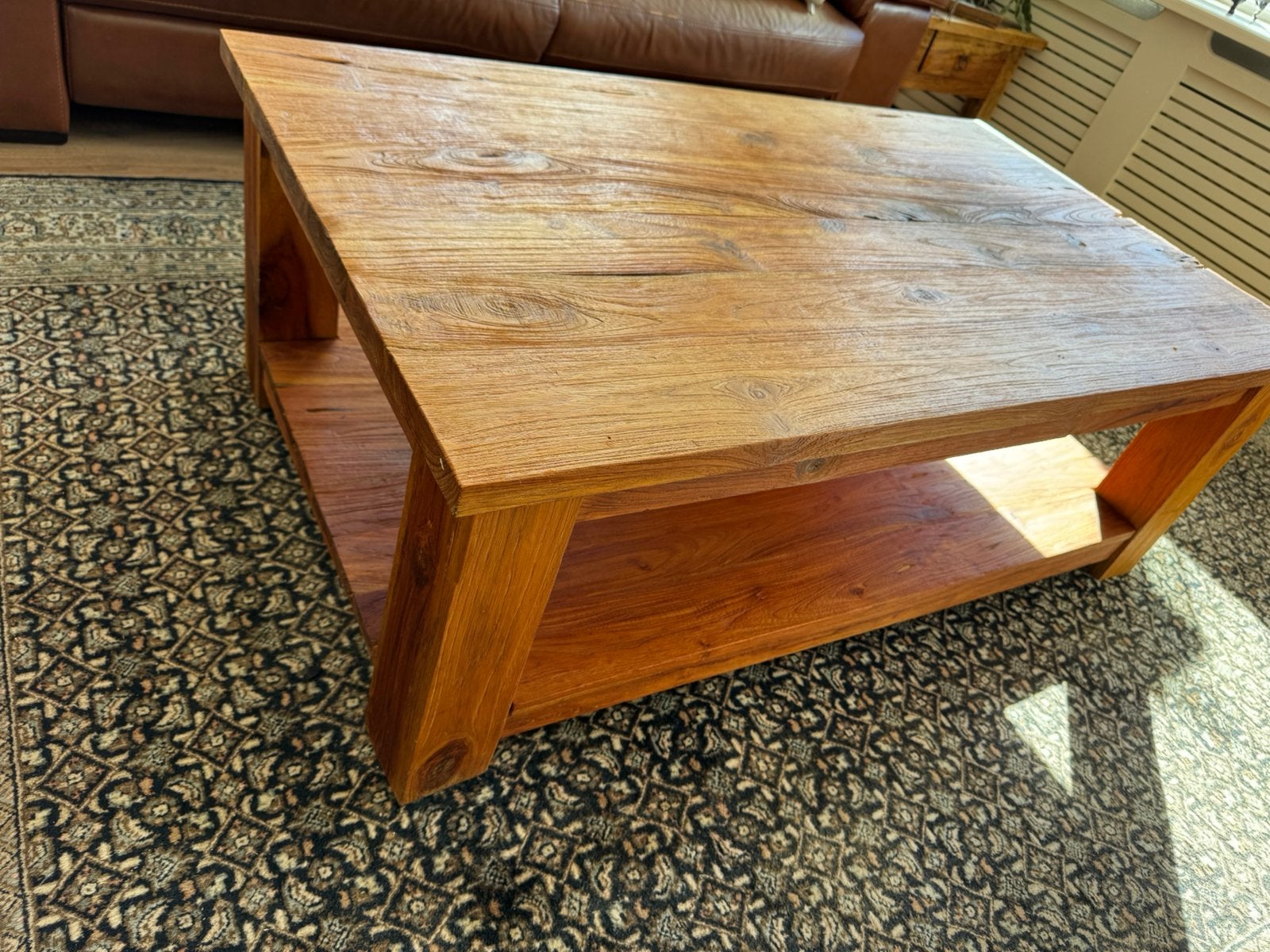 Robuuste, massief teakhouten salontafel, Ophalen