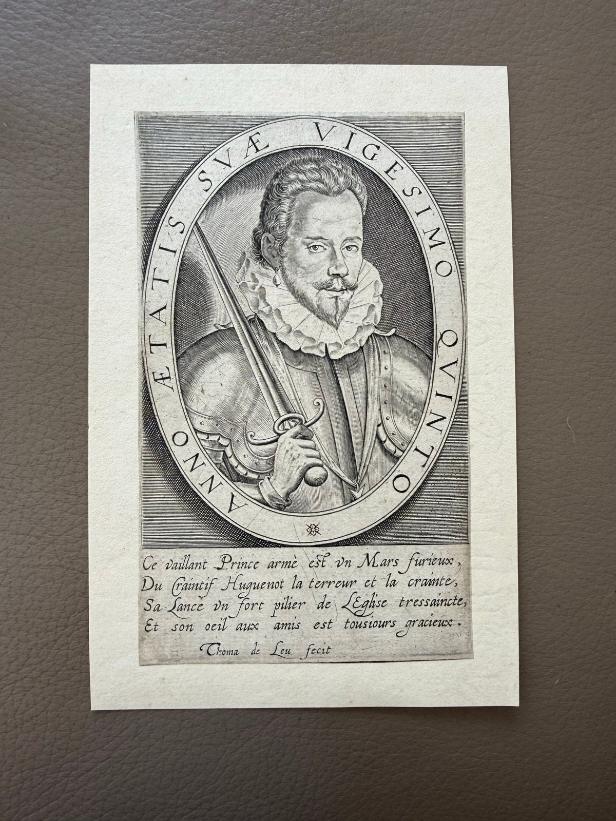 Antieke 16e-eeuwse gravure Claude de Lorraine-Thomas de Leu, Antiek en Kunst, Portret, Ophalen of Verzenden, Gravure, Origineel