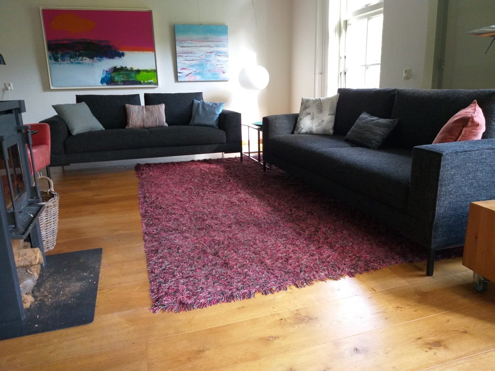 Kinast Vloerkleed Rood/Grijs/Zwart - 190x330 cm, Ophalen, Gebruikt, 150 tot 200 cm, 200 cm of meer