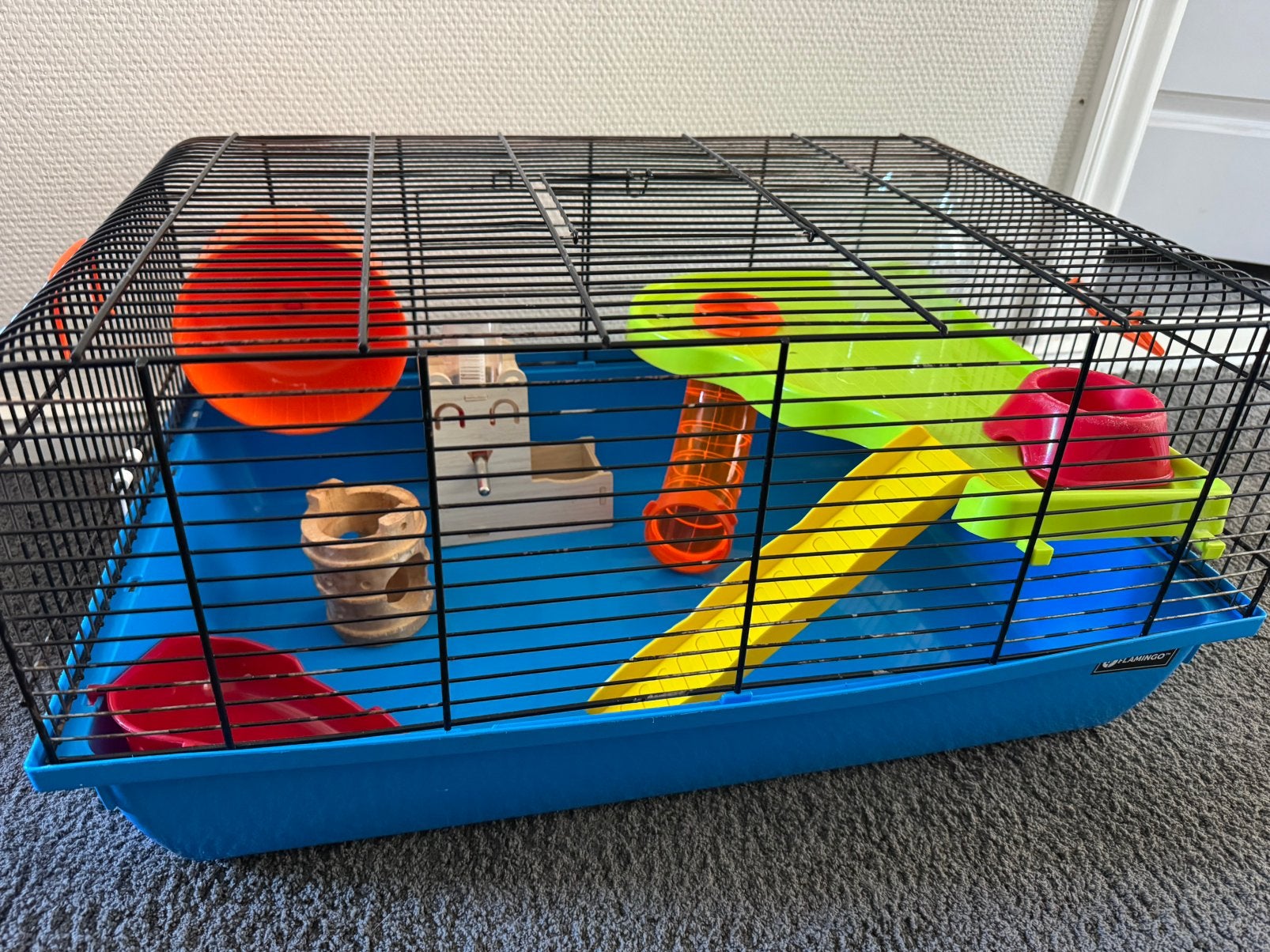 Flamingo hamsterkooi met toebehoren, Dieren en Toebehoren, Kooi, Gebruikt, Minder dan 75 cm, Hamster