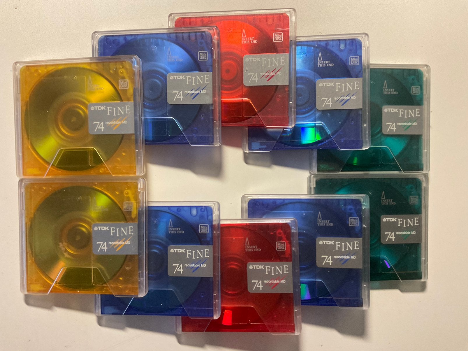 Minidisc’s. TDK FINE  COLOR. 10x  i.pr st. . 74 minuten, Ophalen of Verzenden, Discman