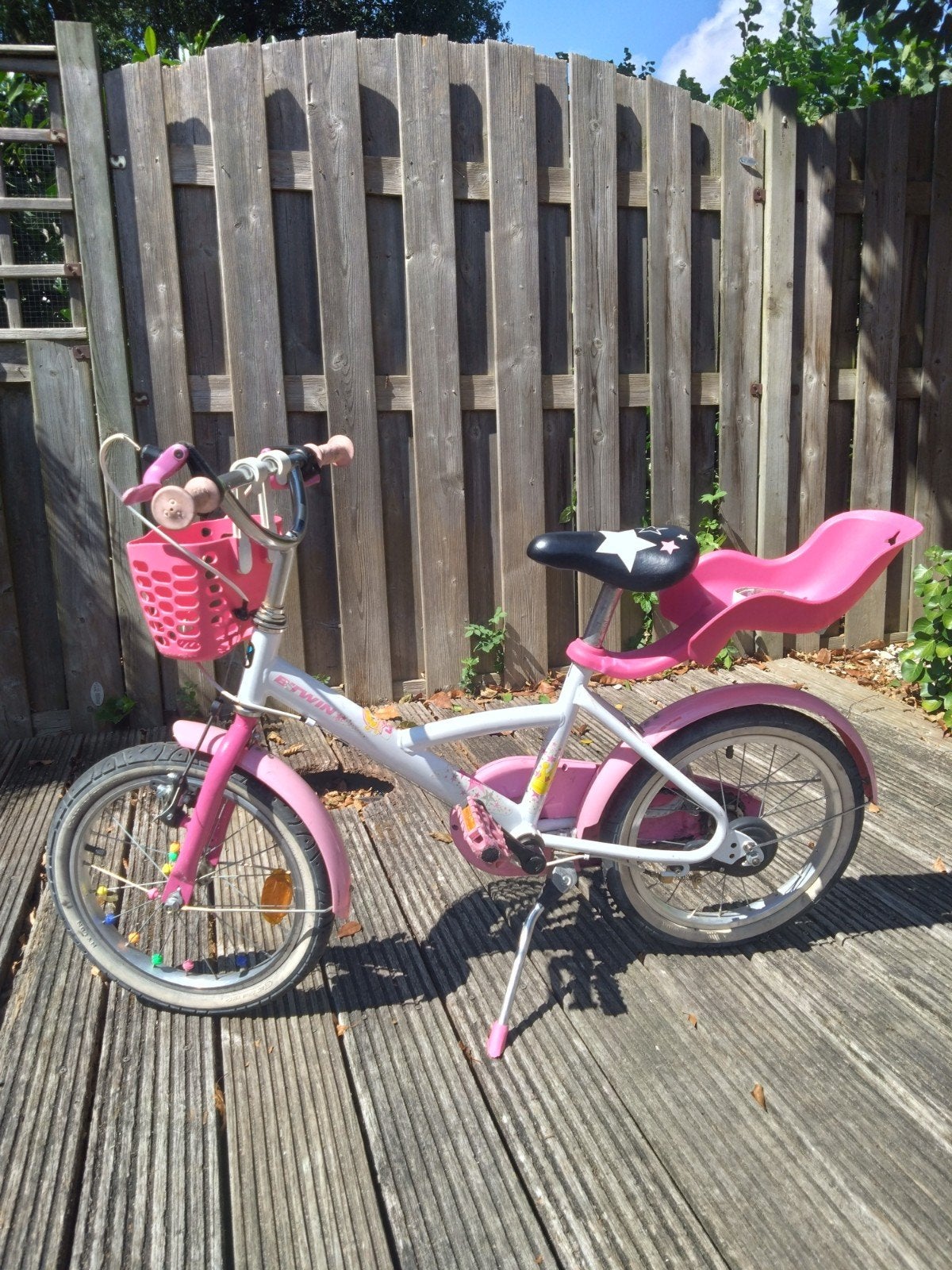 B'Twin Princess meisjesfiets 15" met mandje en zitje, Ophalen, Gebruikt, 14 inch of minder, B'Twin