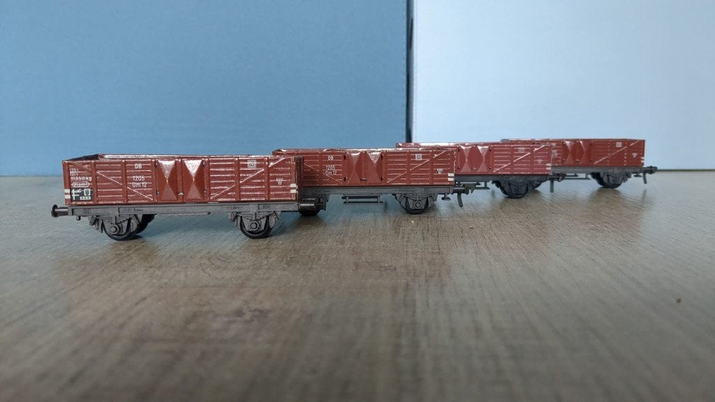 Fleischmann blikken bakwagens H0,  4 stuks, Gebruikt, Gelijkstroom, Fleischmann, Wagon