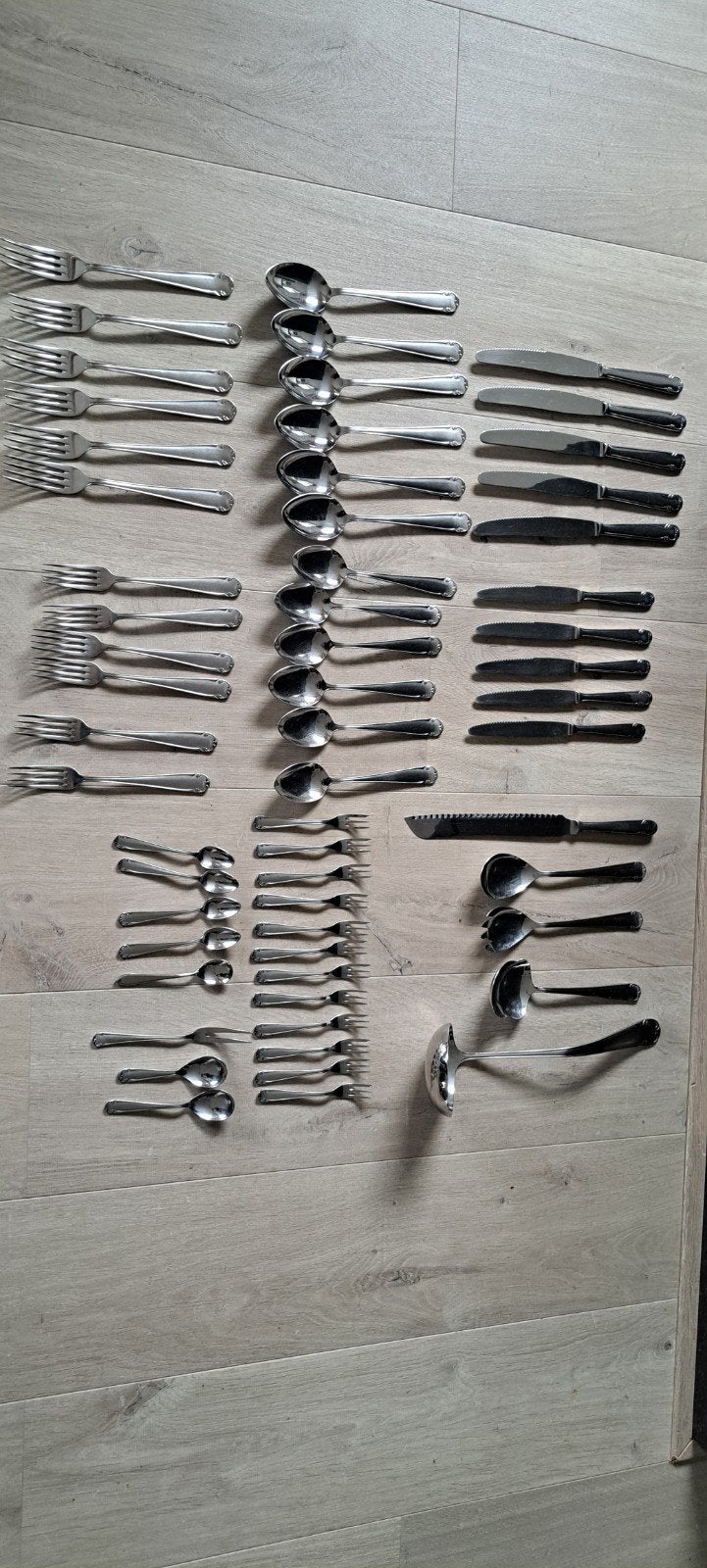 lot bestek Sola mes vork lepel, Ophalen of Verzenden, Gebruikt, Rvs of Chroom, Los bestek
