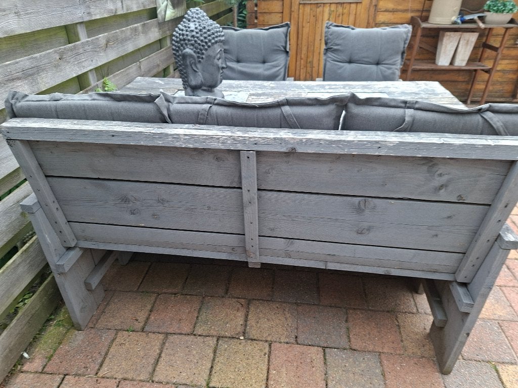 Tuinzet, 4 zitplaatsen, Gebruikt, Steigerhout, Ophalen of Verzenden