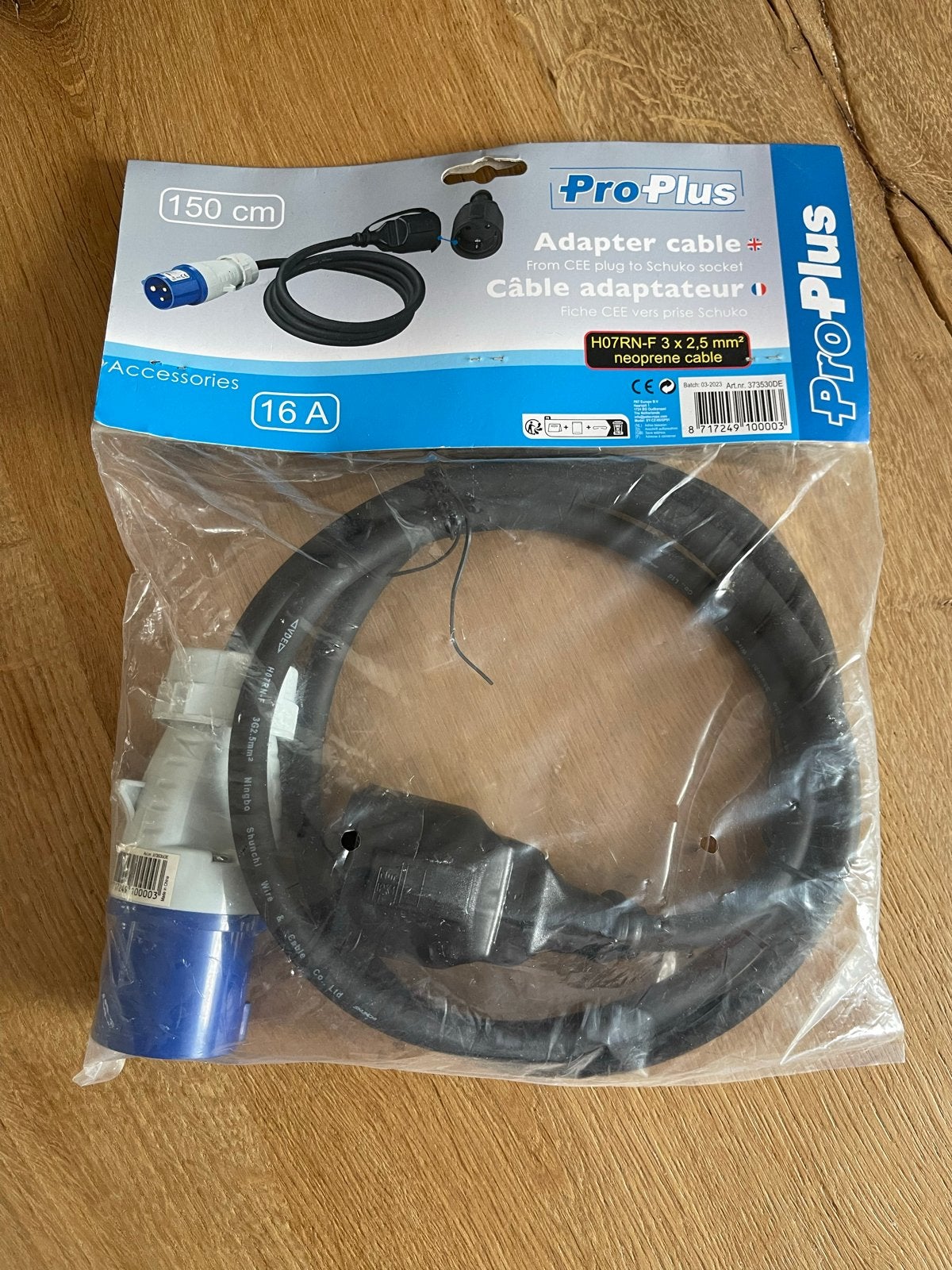 Pro-Plus Adapterkabel CEE naar Schuko 150 cm 16A, Ophalen of Verzenden, Nieuw