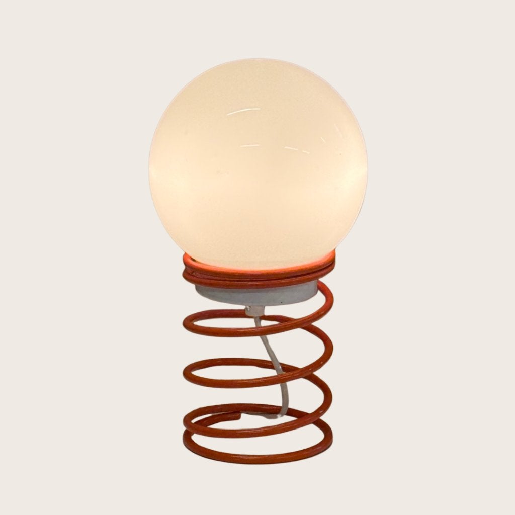 Vintage Space Age tafellamp met spiraalvoet – jaren 70, Huis en Inrichting, Met schakelaar, Gebruikt, Vintage, 28 cm