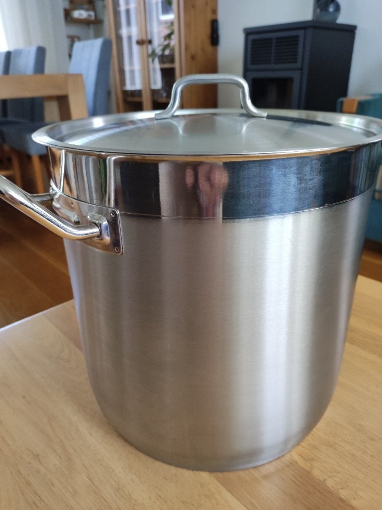Fissler RVS soepketel - profesioneel gebruik 20 liter, Zo goed als nieuw, Rvs, Keramische plaat, Ophalen