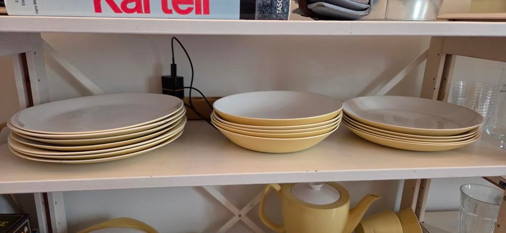 Vintage Plateel Gouda servies - geel/wit, Antiek en Kunst, Ophalen of Verzenden