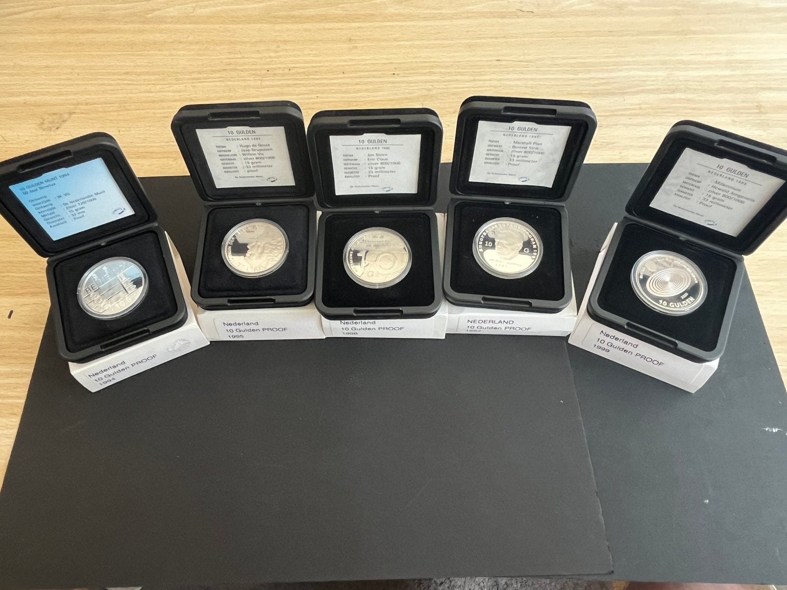 BEATRIX COMPLETE SERIE TIEN GULDEN 1994-1999 PROOF, Koningin Beatrix, Zilver, 10 gulden, Verzenden