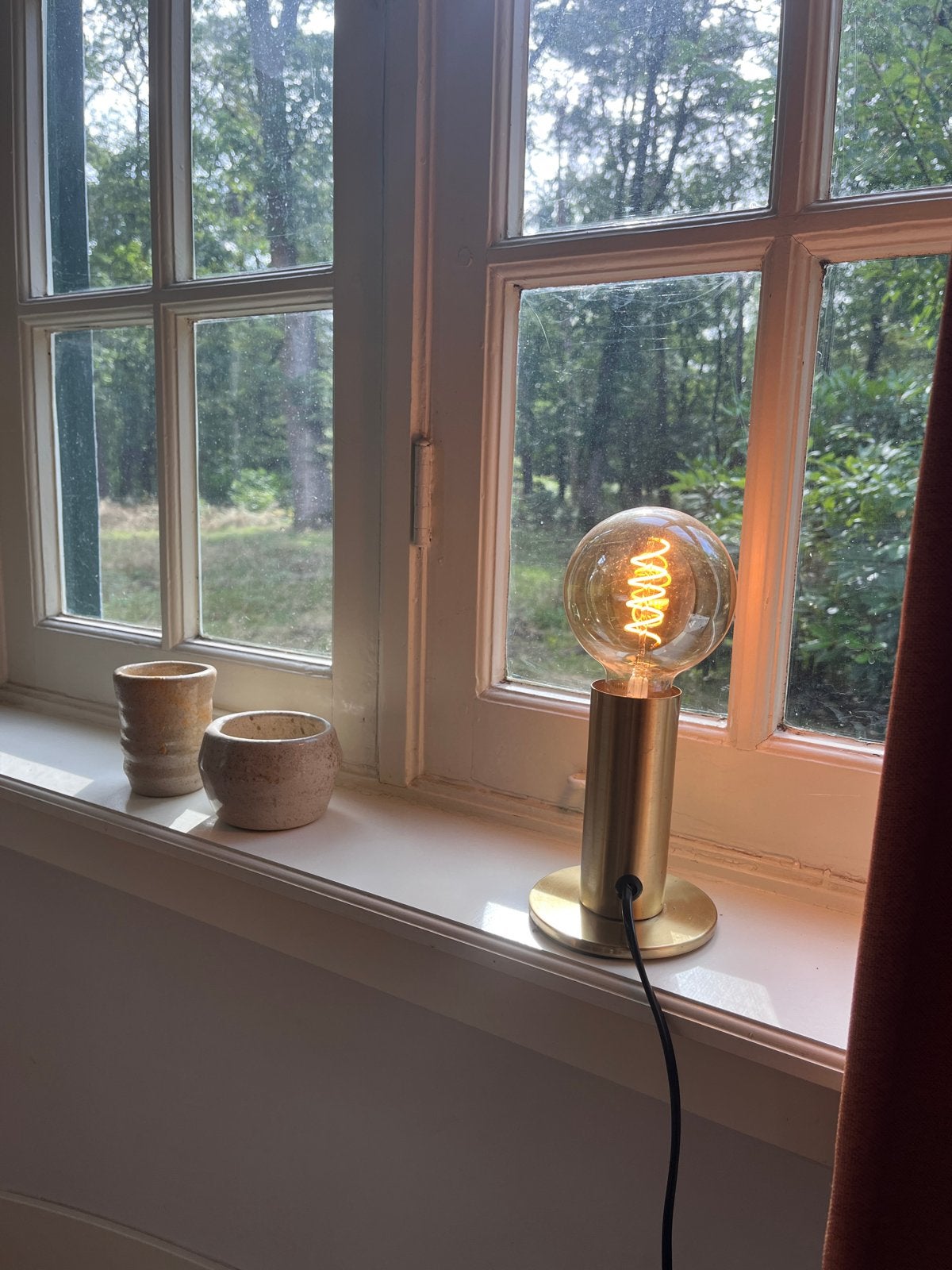 Set van 2 messing tafellampen met E27 fitting, Gebruikt, Goud, Sfeerlamp, E27 (groot)
