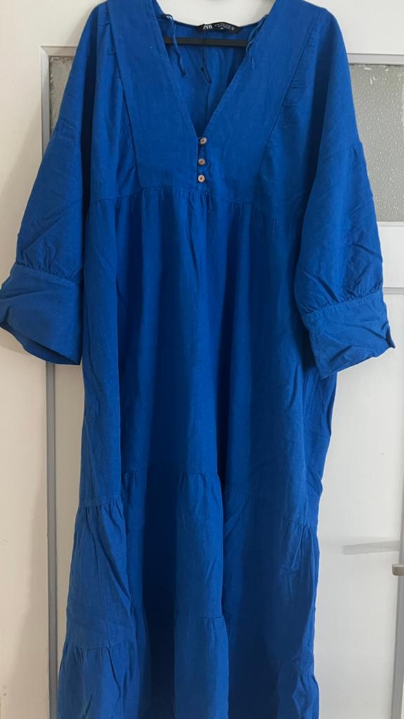 Zara Linnen jurk m, Kleding | Dames, Grote Maten, Ophalen of Verzenden, Zo goed als nieuw, Jurk