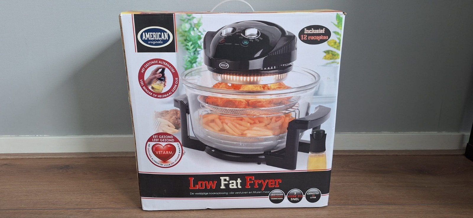 GLOED NIEUW American Originals Low Fat Fryer - Halogeen Oven, 4 liter of meer, Ophalen of Verzenden, Zo goed als nieuw, Uitneembare binnenpan