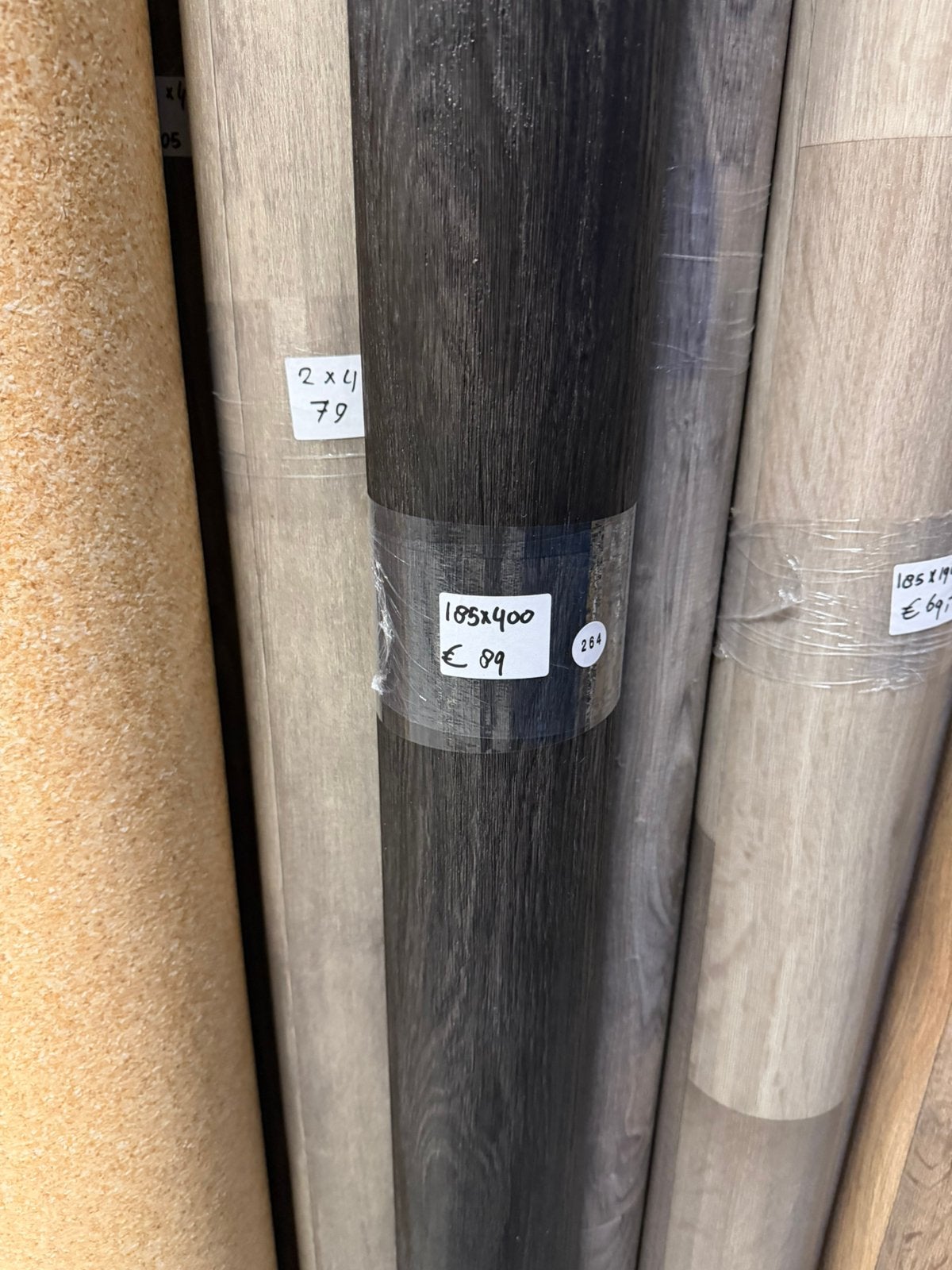 Zwart Eiken Vinyl Restpartij | 1,85x4,00mtr (7,4m2), Huis en Inrichting, Stoffering | Vloerbedekking, Ophalen, Zwart, Nieuw, Nvt
