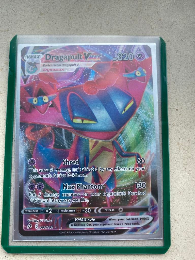 Dragapult Vmax Pokémon kaart #93 Rebel Clash, Ophalen of Verzenden, Zo goed als nieuw, Losse kaart, Foil