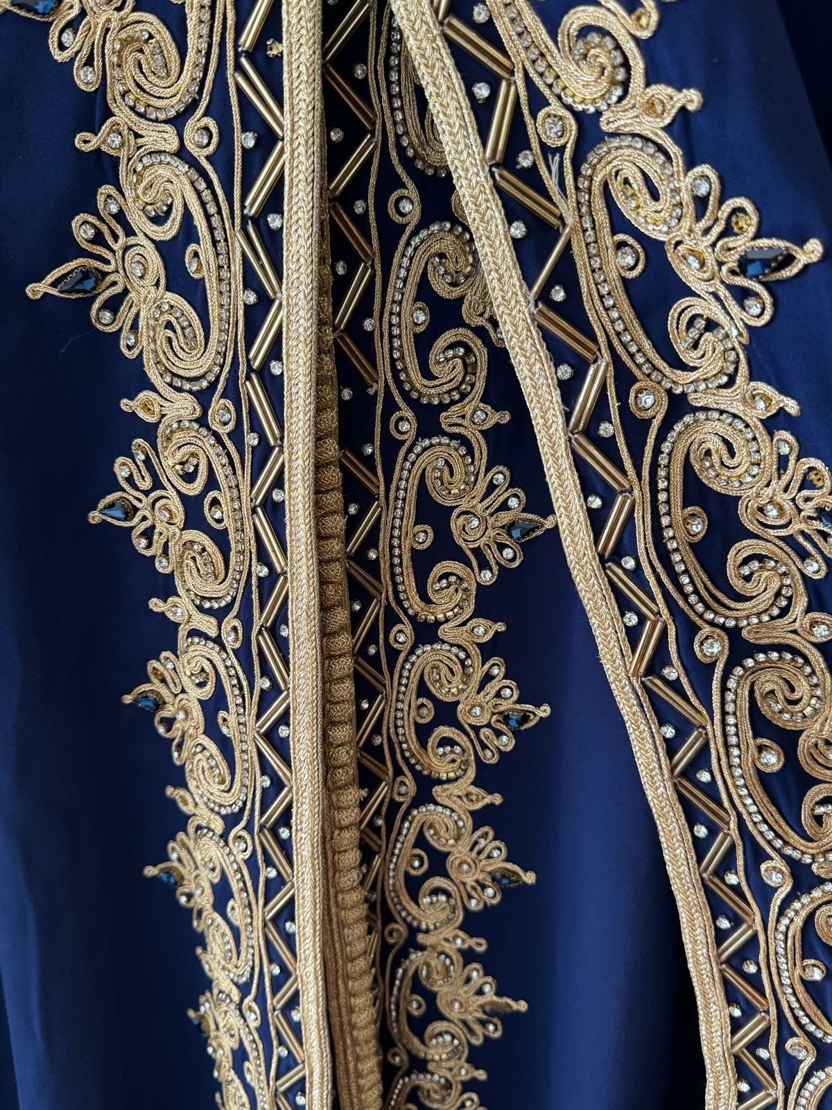 Marokkaanse Kaftan - Blauw met gouden borduursels, Blauw, Maat 42/44 (L), Ophalen of Verzenden, Zo goed als nieuw