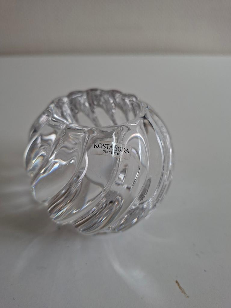 Kosta Boda Swirl Theelichthouder - Helder Glas, Ophalen of Verzenden, Zo goed als nieuw, Overige materialen, Kandelaar