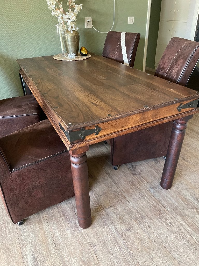 Koloniale Eetkamer tafel, Ophalen, Gebruikt, Koloniaal, Teakhout