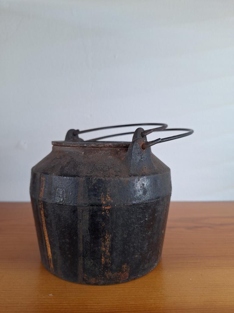 Oude gietijzeren lijmpot, dubbele potten, Ophalen of Verzenden