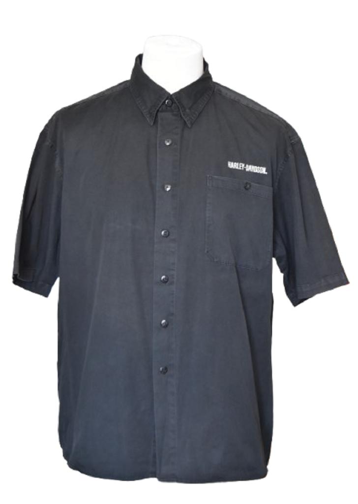 Harley Davidson vintage overhemd, korte mouw, zwart, Mt. XL, Verzenden, Zwart, Zo goed als nieuw, Harley Davidson