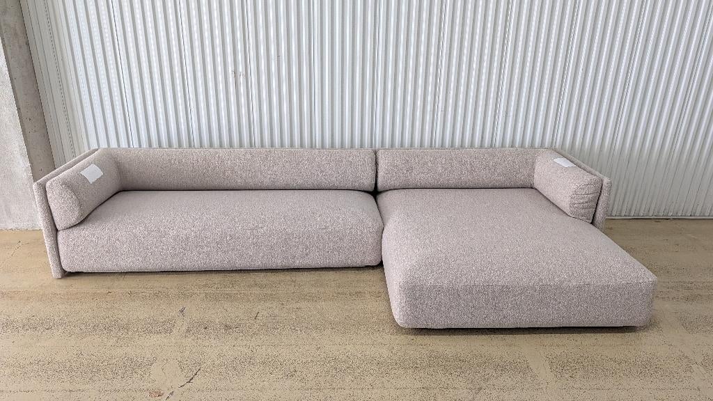 Nieuw groot en modern bankstel met loveseat in crème bouclé, Ophalen, Onbekend, Rechte bank, Onbekend