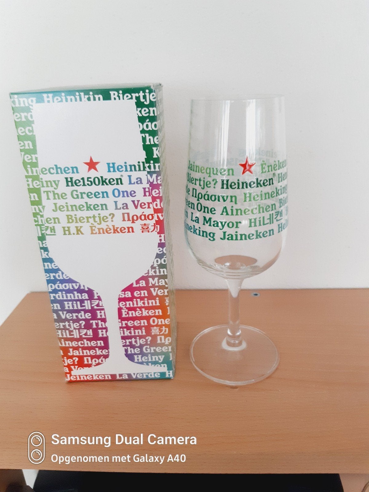 Mooie Heineken dubbel druk voetglas 150 jaar, Ophalen of Verzenden, Zo goed als nieuw, Glas of Glazen, Heineken