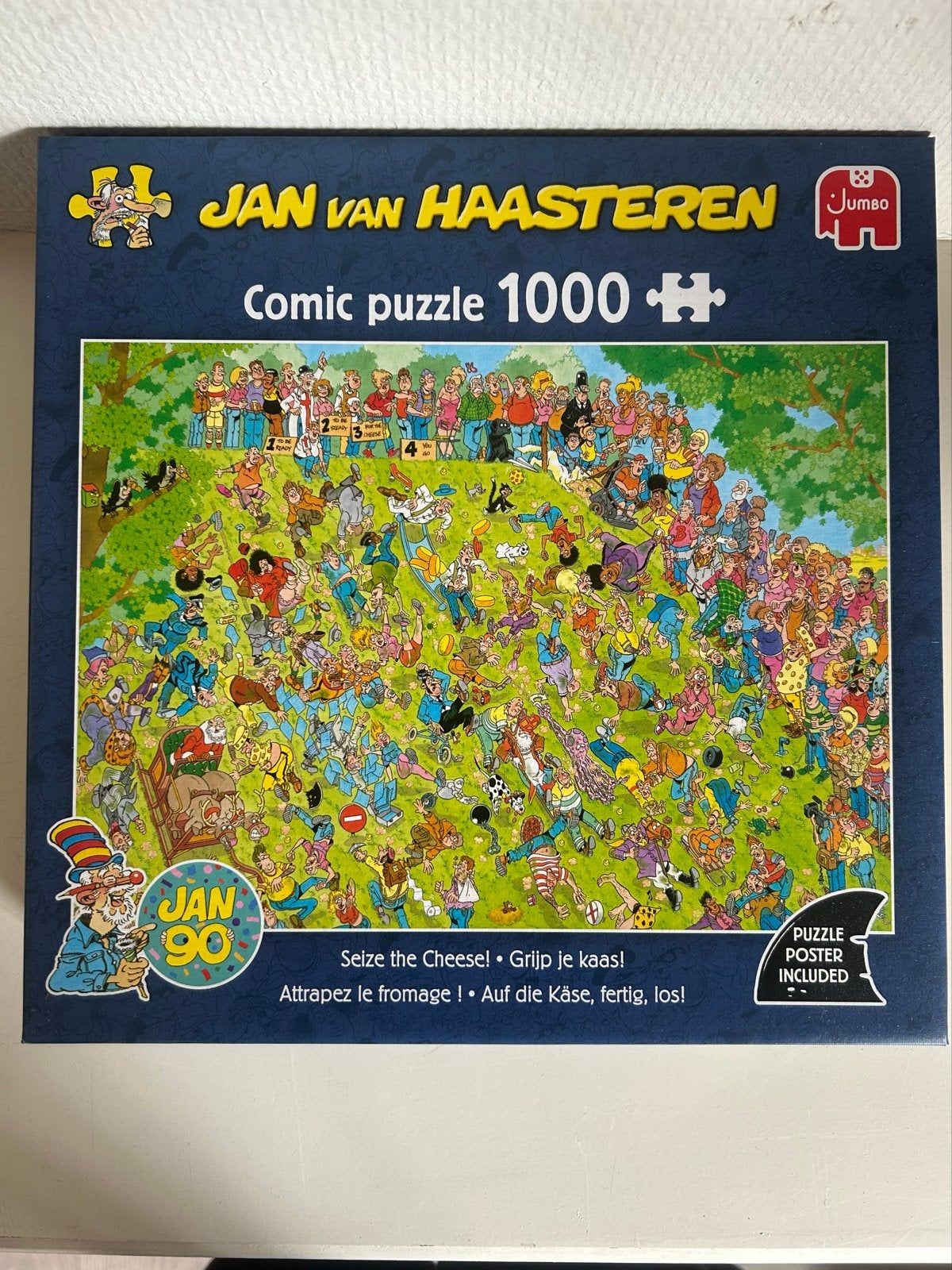 Jan van Haasteren Comic Puzzel 1000 stukjes - Grijp je kaas!, Ophalen of Verzenden, 500 t/m 1500 stukjes, Zo goed als nieuw, Legpuzzel