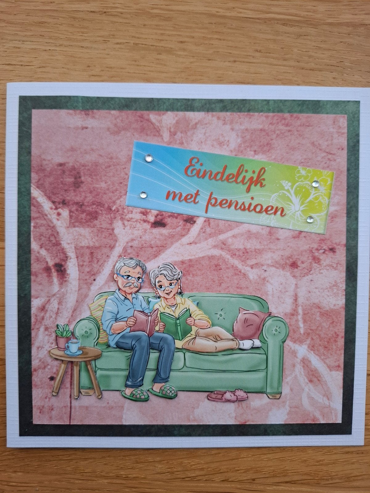 Zelfgemaakte kaart eindelijk met pensioen, Ophalen of Verzenden, Nieuw