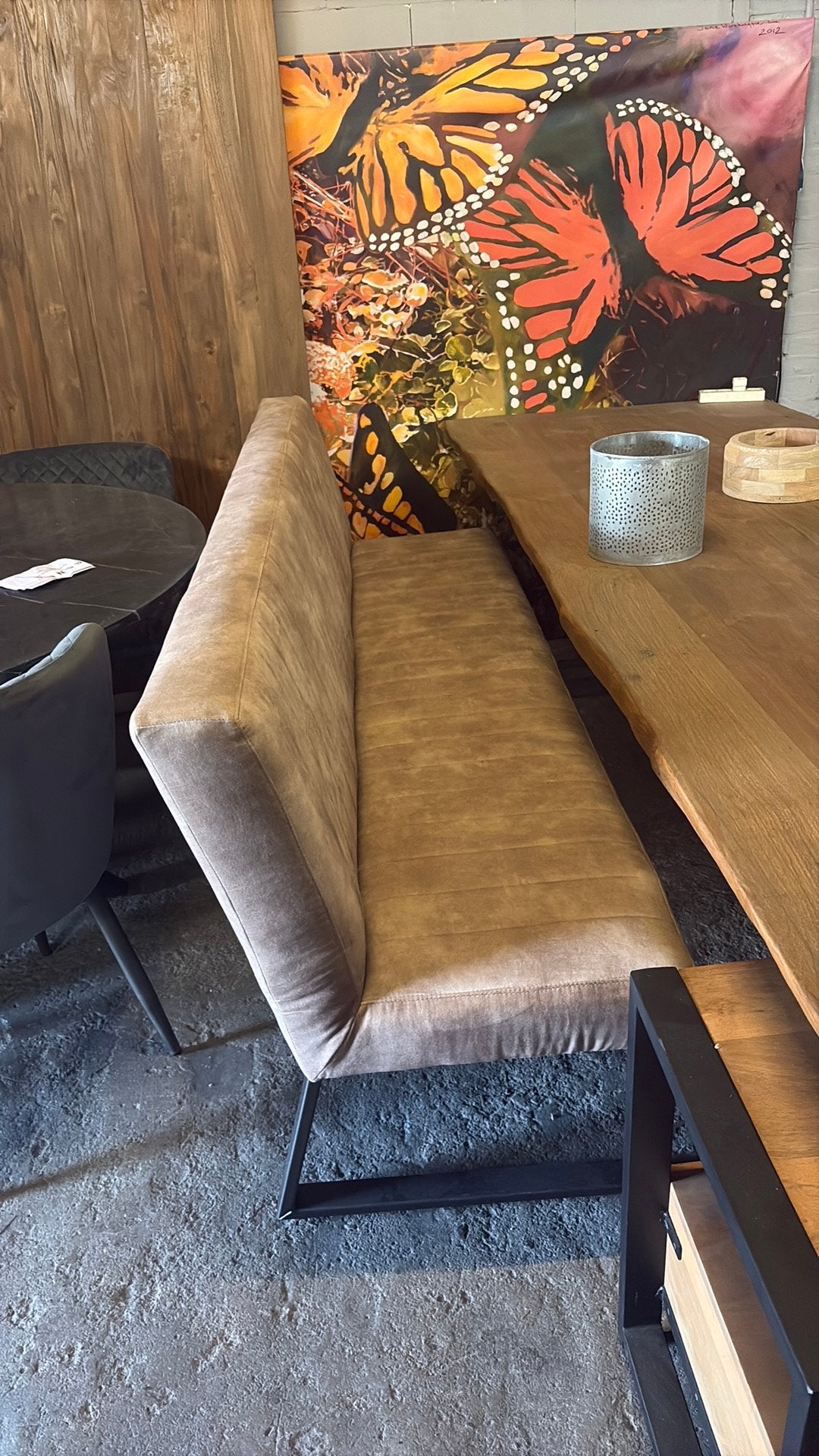 Eetkamerbank velvet taupe kleur 200cm, Ophalen, Outletliving7@gmail.com, Overige kleuren, Nieuw