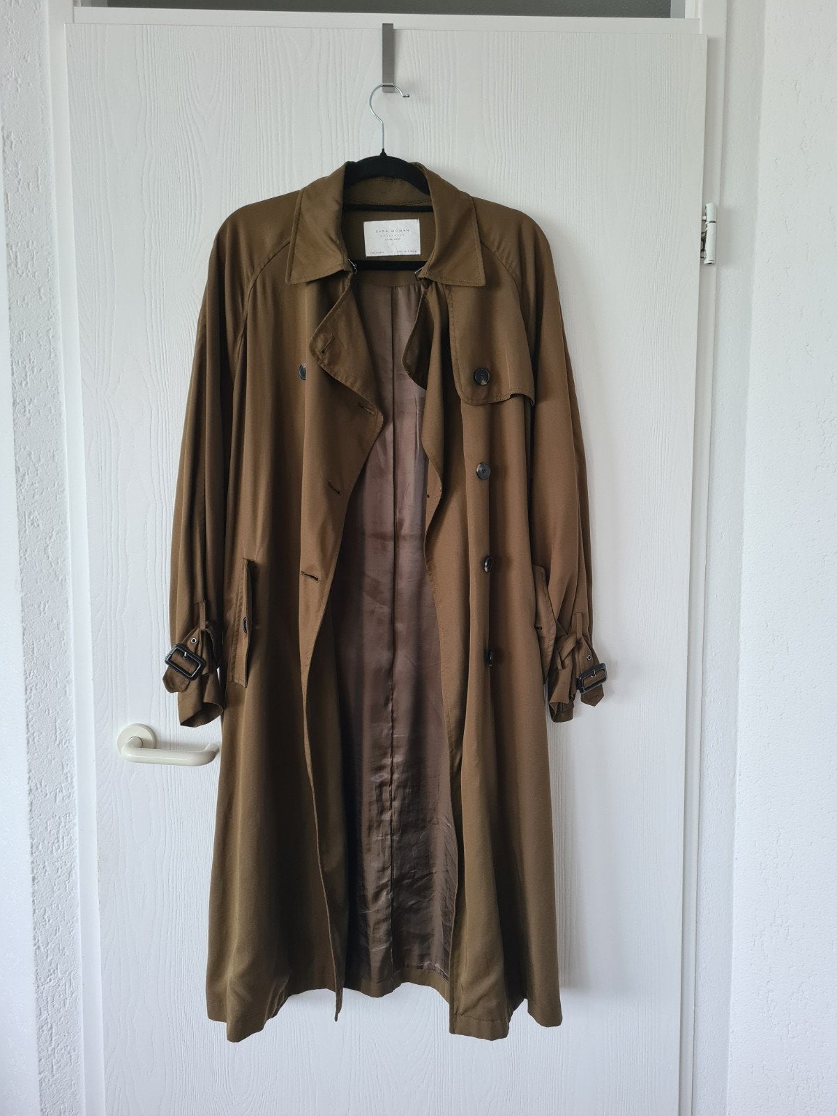 Donkergroene trenchcoat van Zara maat S, Verzenden, Zara, Zo goed als nieuw, Maat 36 (S)