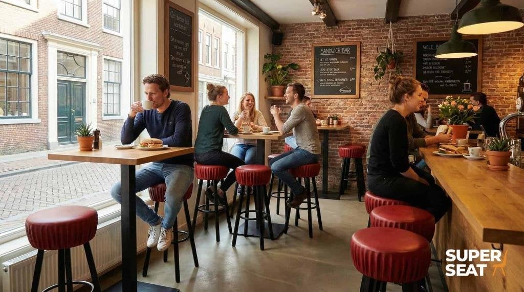 Horeca statafels, Eiken melamine hangtafel staantafe  606, Ophalen of Verzenden, Nieuw, Minder dan 100 cm