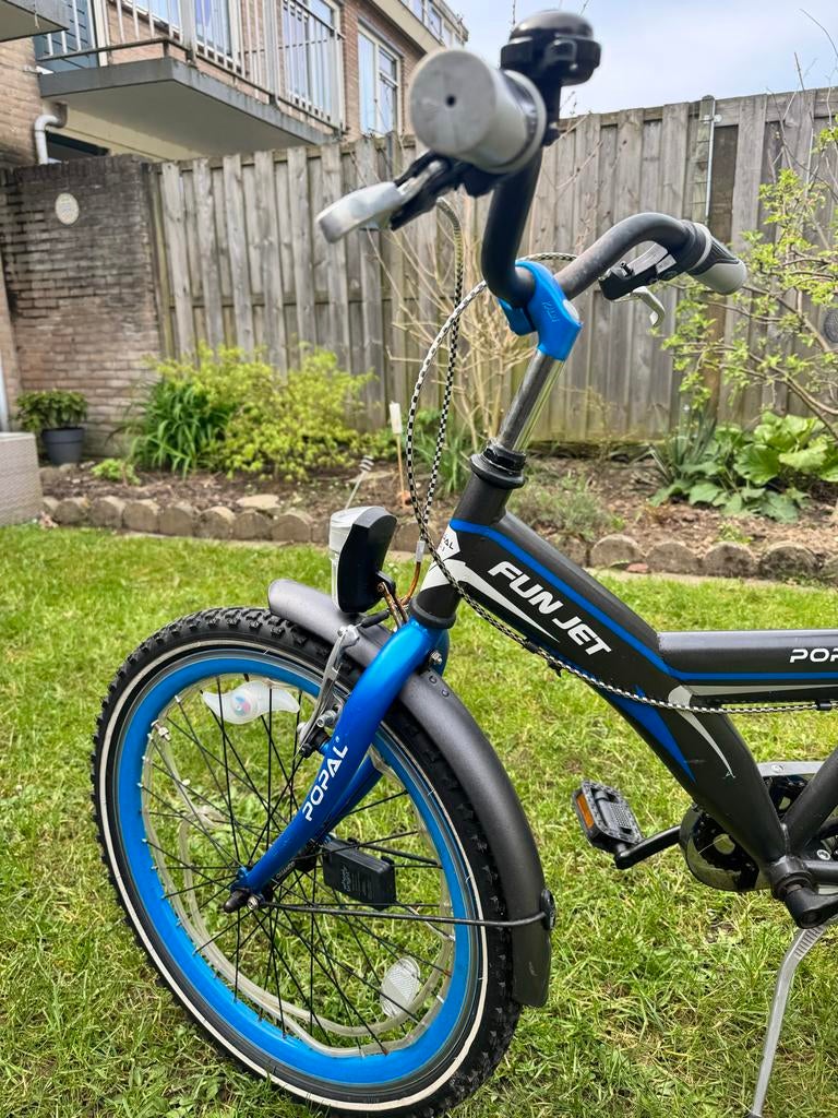 Popal Funjet Kinderfiets 22 inch - Zwart/Blauw, Ophalen, Gebruikt, Velgrem, 20 inch of meer