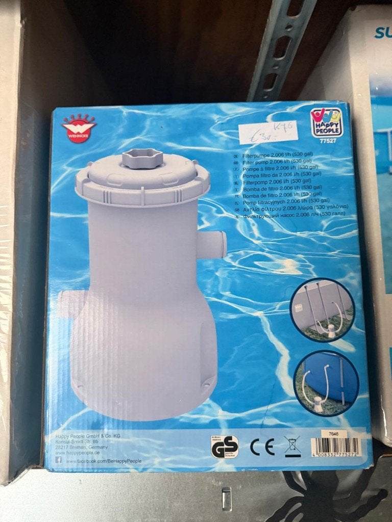 TE KOOP Happy People zwembadfilterpomp 2000 liter/min NIEUW, Zwembadpomp, Ophalen of Verzenden, Info@ameezingvught.nl, VER WEG